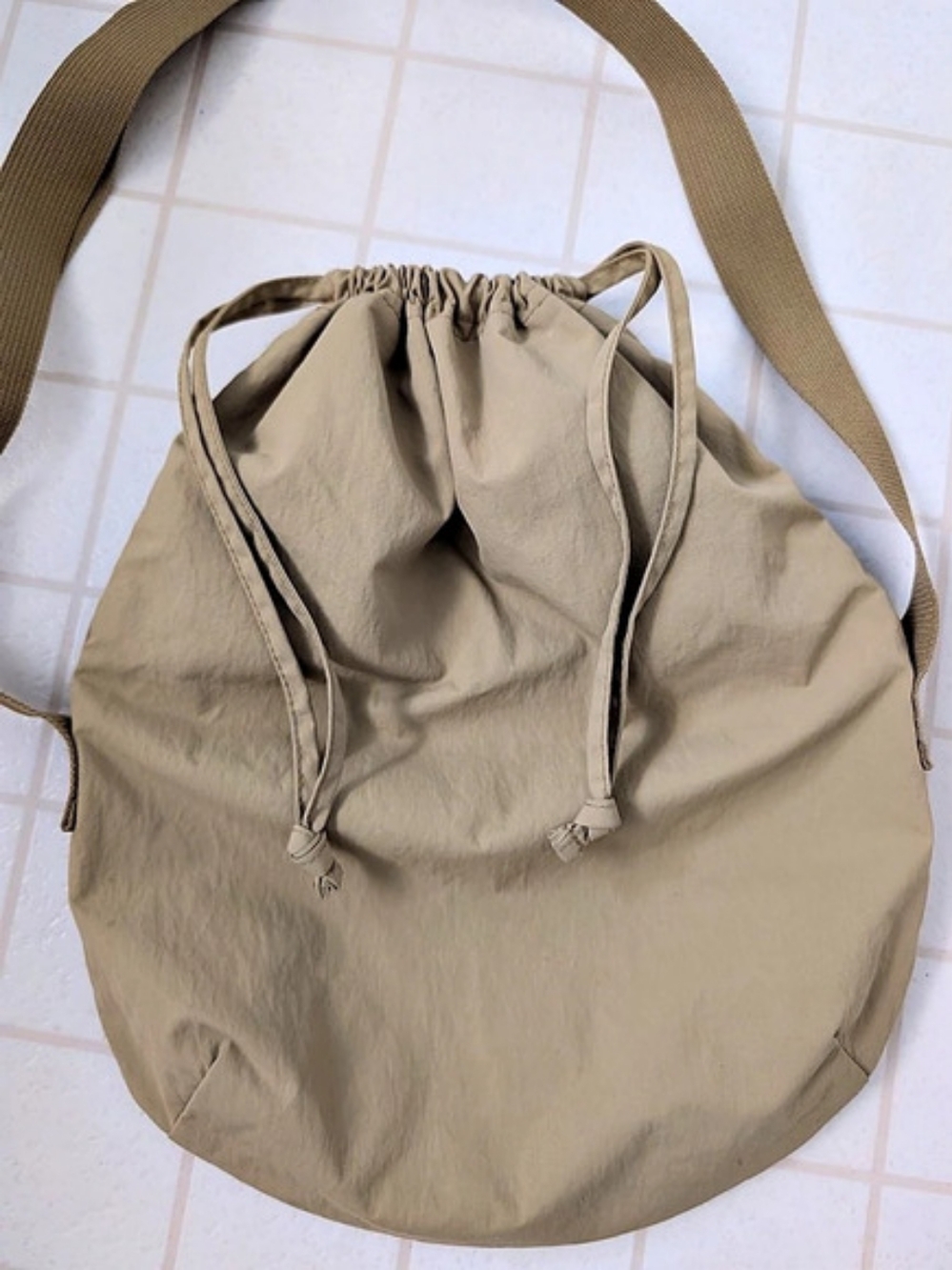 UNIQLO U Drawstring Shoulder Bag Beige Brown